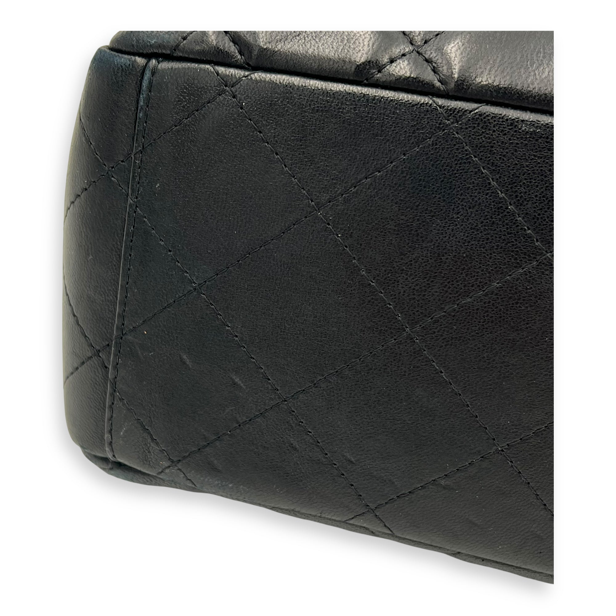 Chanel Classic Maxi Black Shoulder Bag in Lambskin, Silver hardware_6