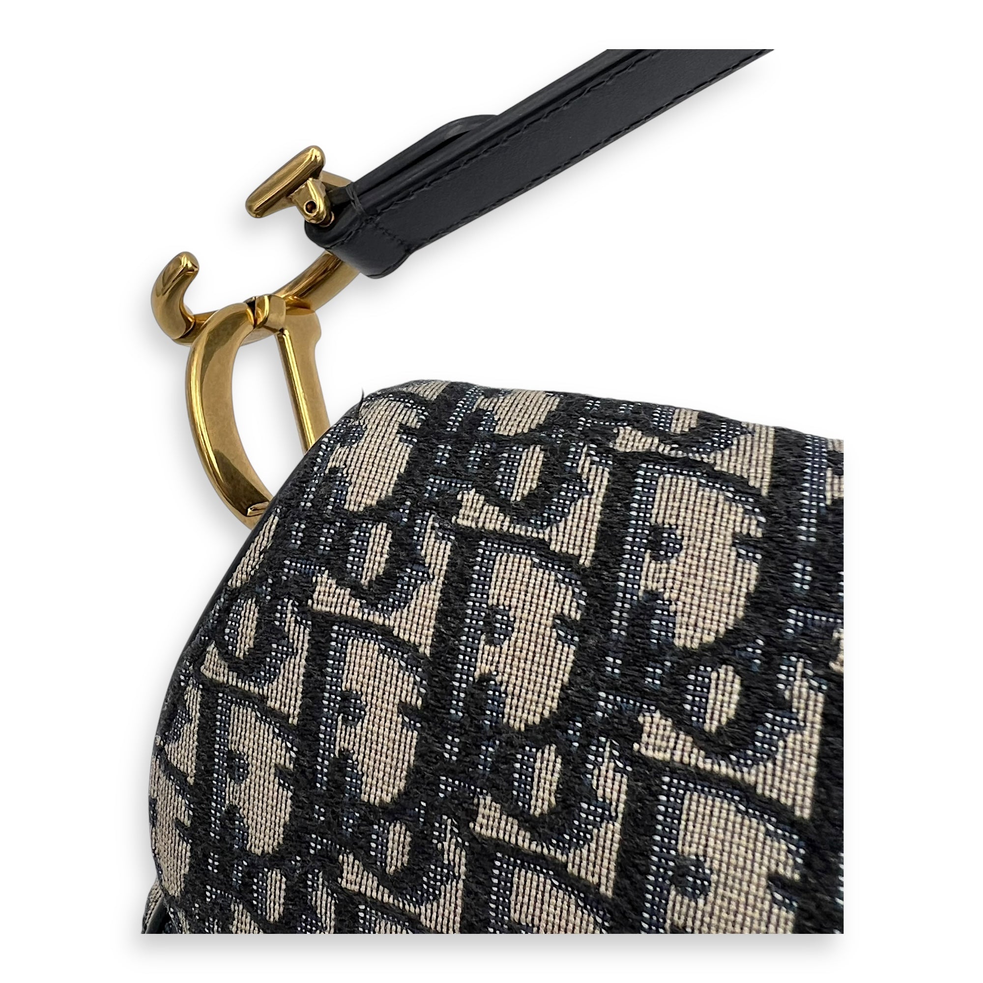 Dior Saddle Shoulder Bag Blue in Jacquard, Gold hardware_6