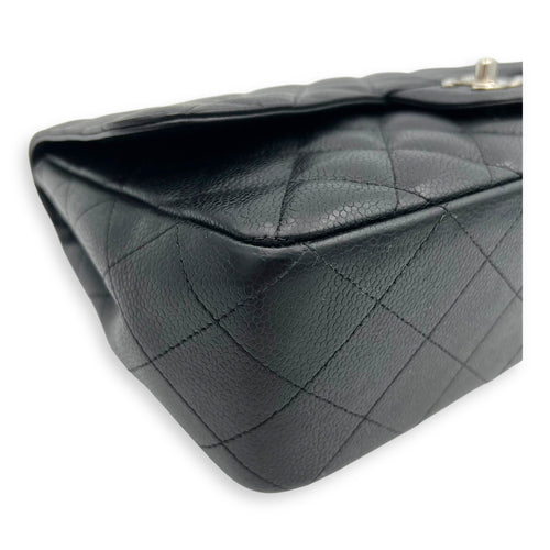 Chanel Classic Shoulder Bag Jumbo Black in Caviar Leather, Silver hardware_6