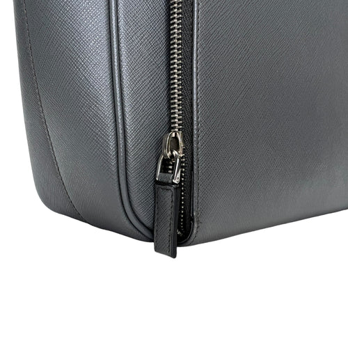 Travel Messenger Grey Messenger Bag in Saffiano Leather, Silver hardware