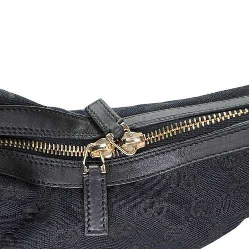 Hobo Navy Shoulder Bag in Canvas, Gold hardware