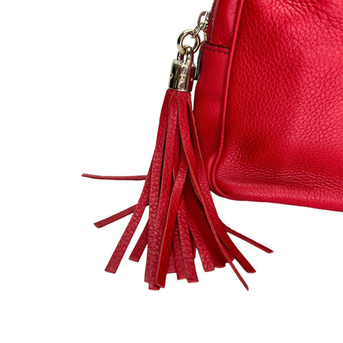 Soho Chain Red Shoulder Bag in Calfskin, Light Gold hardware