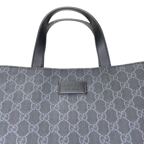 GG Supreme Tote Bag Black Tote Bag in Monogram Coated Canvas, Silver hardware