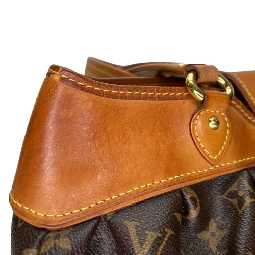 Boetie MM Brown Shoulder Bag in Monogram Coated Canvas, Gold hardware