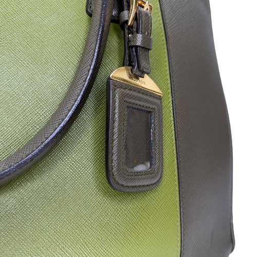 Galleria Green Top Handle Bag in Saffiano Leather, Gold hardware