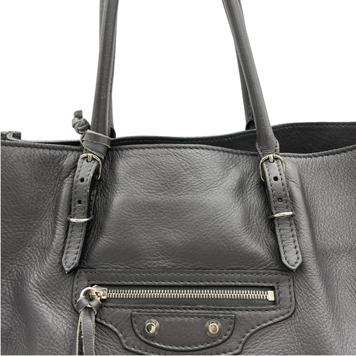 Papier Grey Tote Bag in Calfskin, Silver hardware