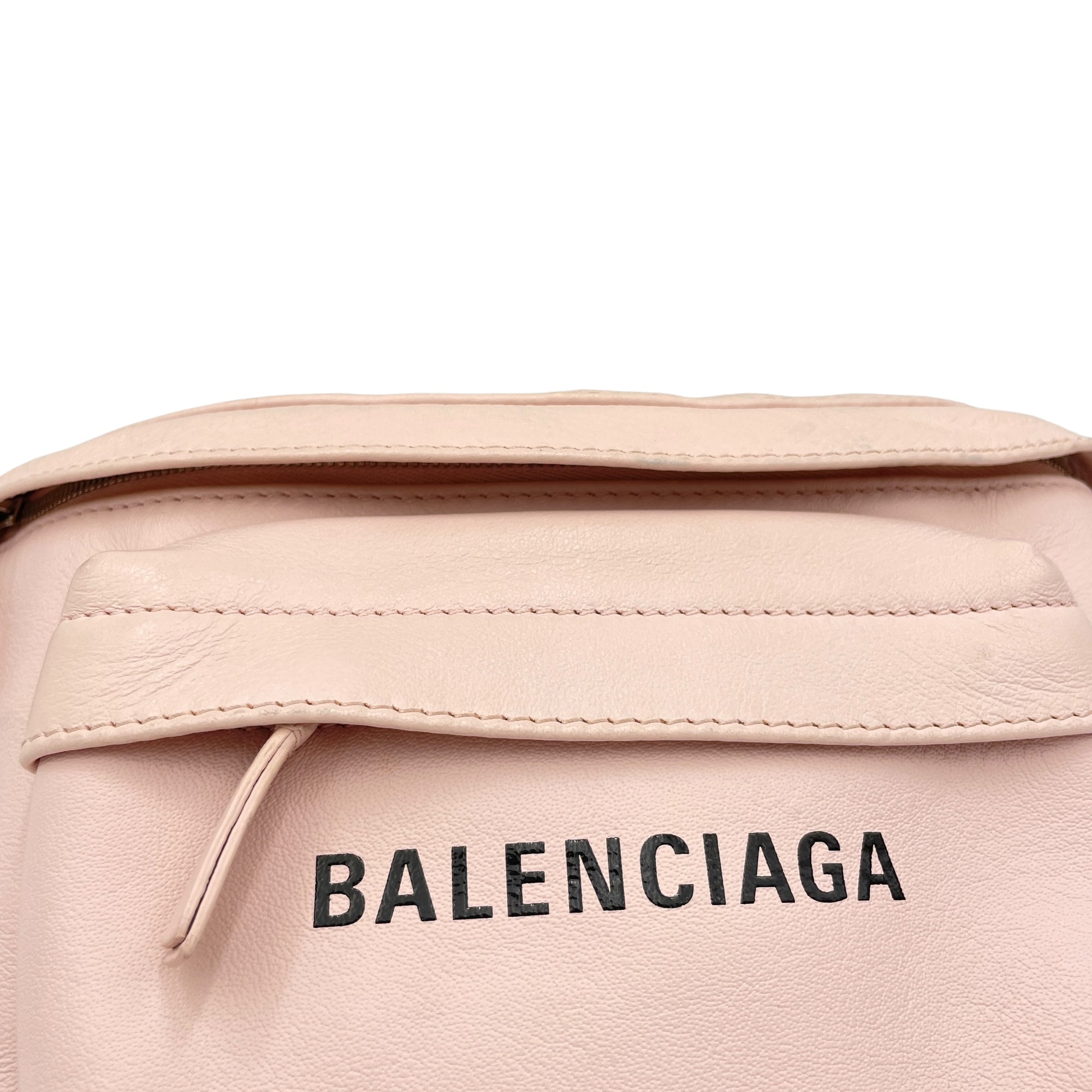 Logo NA Belt Bag Pink in Calfskin, Silver