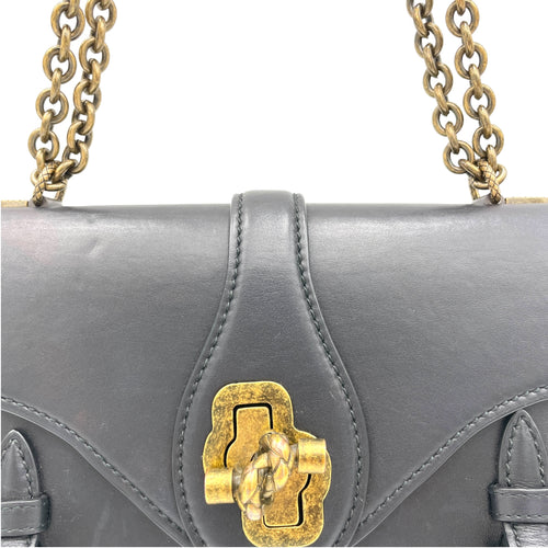 City Knot Black Shoulder Bag in Calfskin, Gold hardware