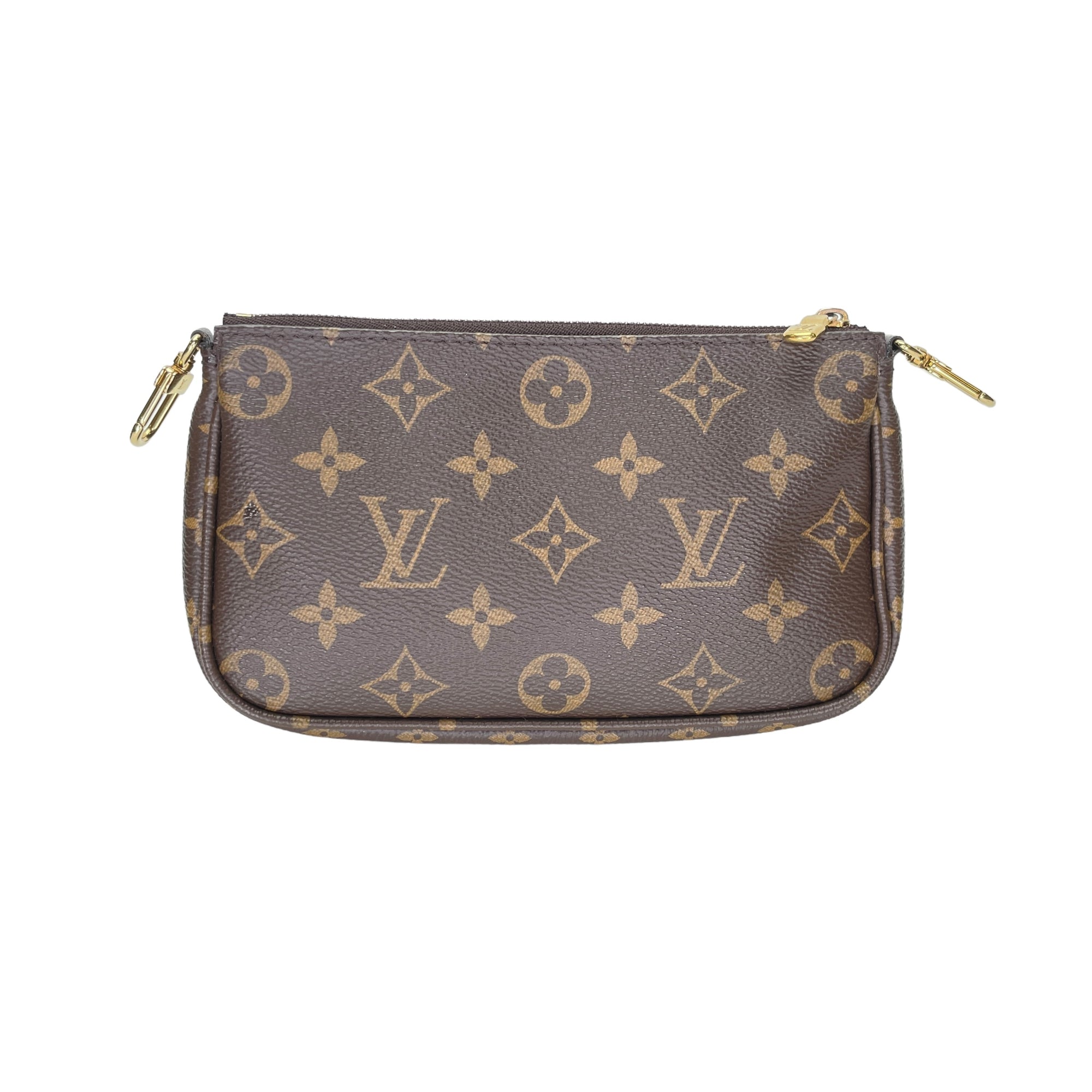 Multi-Pochette Accessoires Brown Shoulder Bag in Monogram Coated Canvas, Gold hardware