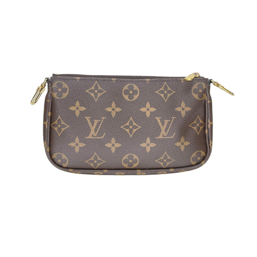 Multi-Pochette Accessoires Brown Shoulder Bag in Monogram Coated Canvas, Gold hardware