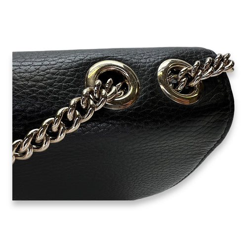 Interlocking G Black Crossbody Bag in Calfskin, Light Gold hardware