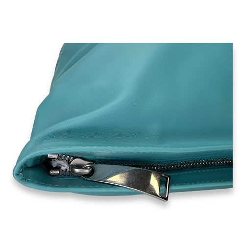 Twist Blue Top Handle Bag in Calfskin, Silver hardware