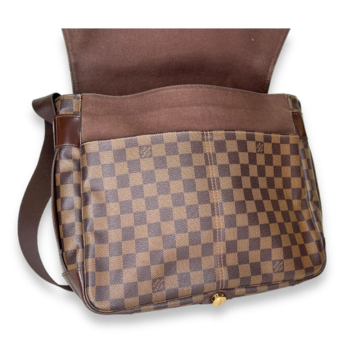 Abbesses Damier Ebene Messenger Bag in Coated Canvas, Gold hardware