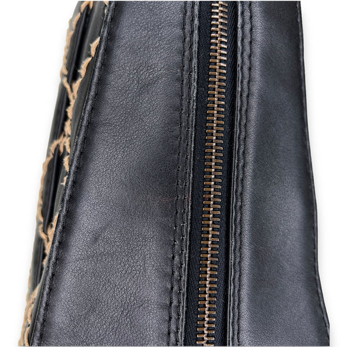 Wild Stitch Black Top Handle Bag in Calfskin, Ruthenium hardware