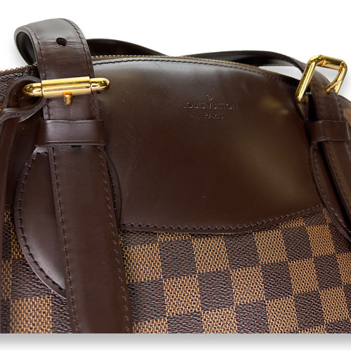 Verona MM Damier Ebene Shoulder Bag in Coated Canvas, Gold hardware