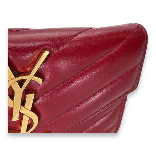 Cassandre Red Wallet in Lambskin, Gold hardware