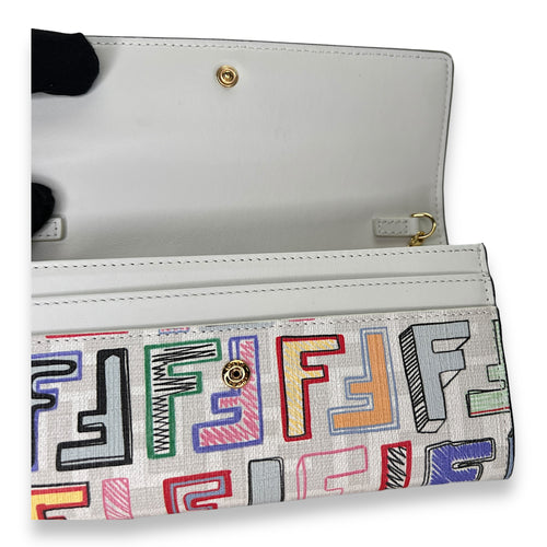 FF Multi-colour Wallet on Chain in Coated Canvas, Gold hardware