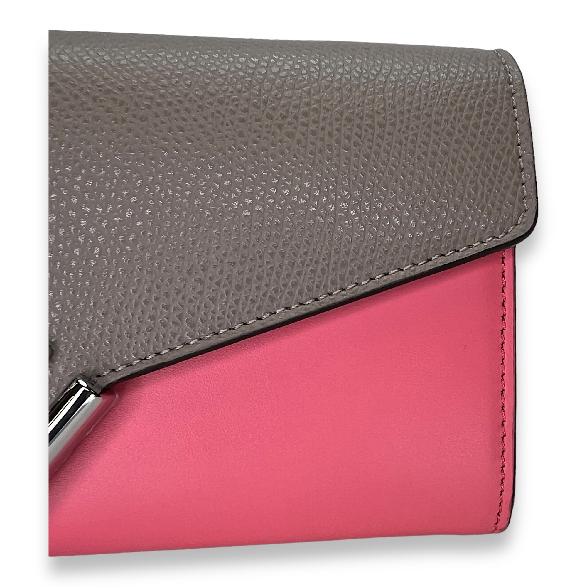 FF Continental Pink Wallet on Chain in Calfskin, Silver hardware