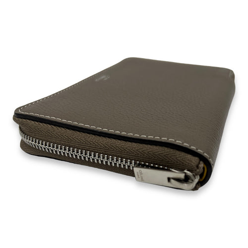 Logo Wallet  Grey in Calfskin , Silver Hardware