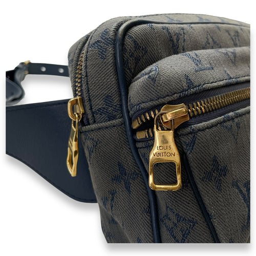 Outdoor Belt Bag  Blue in Canvas , Gold Hardware