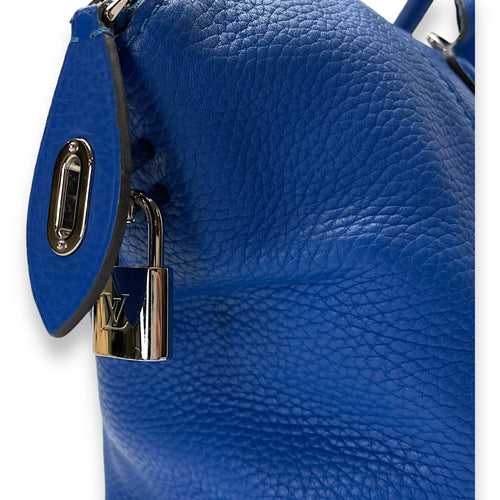 LockIt PM Blue Top Handle Bag in Calfskin, Gold hardware