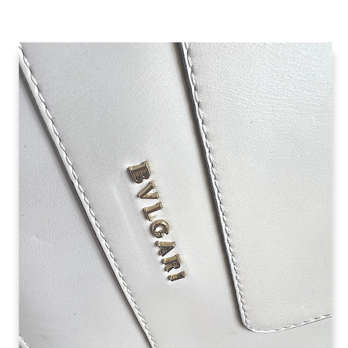 Serpenti Forever Medium White Shoulder Bag in Calfskin, Light Gold hardware