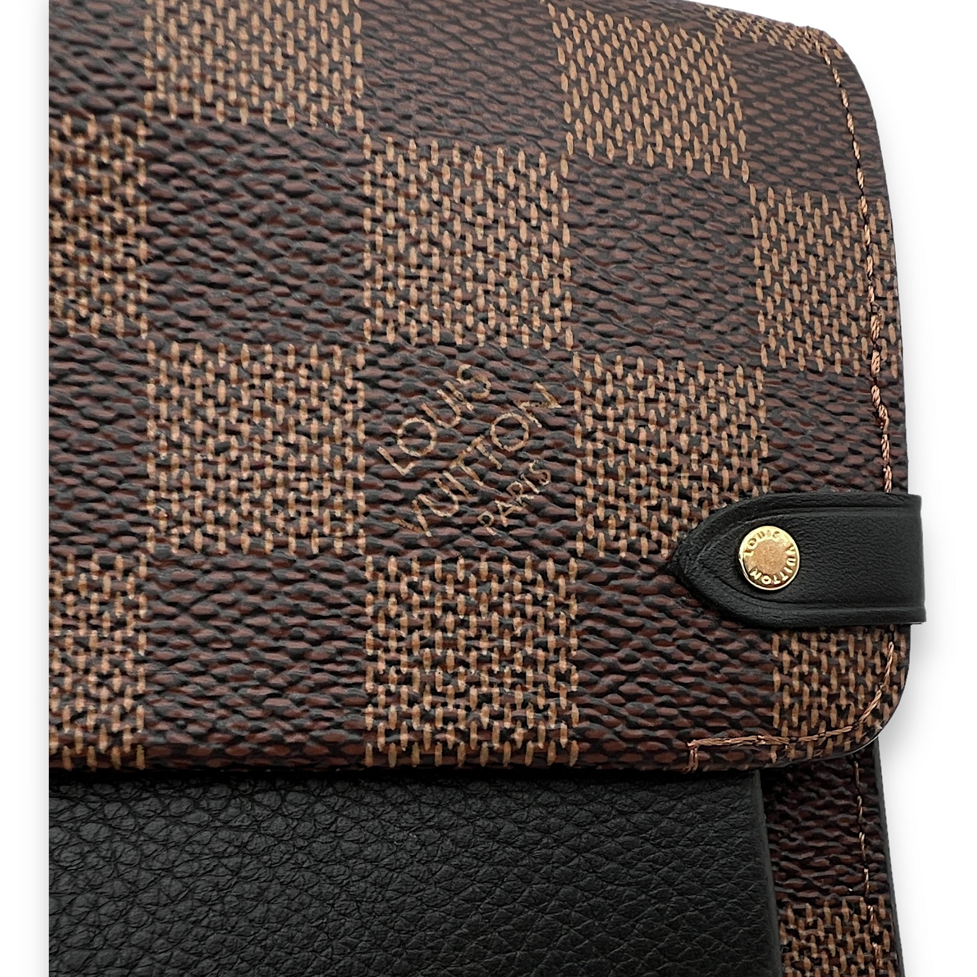 Vavin Brown Wallet On Chain in Coated Canvas, Gold hardware