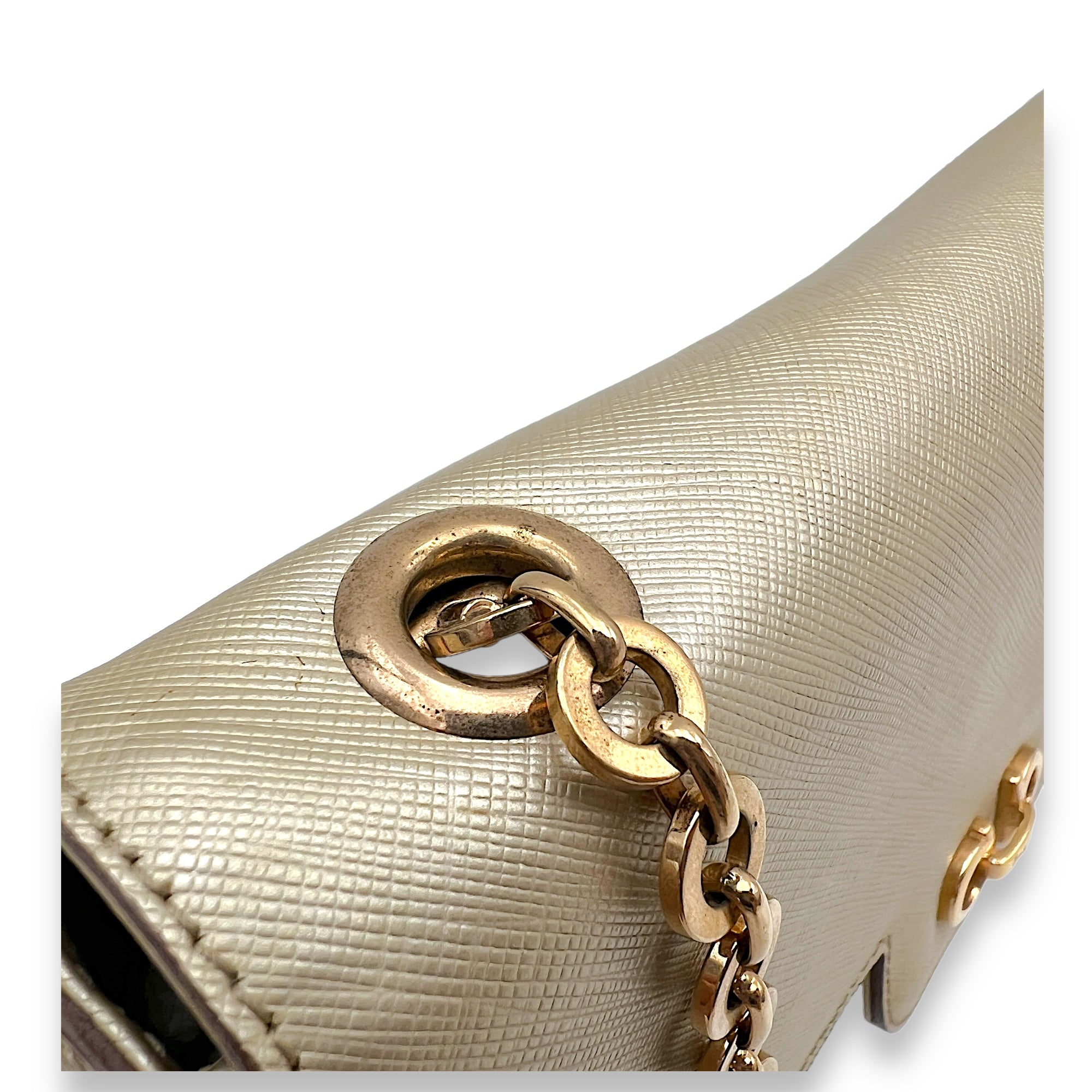 Luciana Gancini Gold Shoulder Bag in Calfskin, Rose Gold hardware