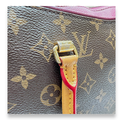 Pallas MM Brown Top Handle Bag in Monogram Coated Canvas, Gold hardware