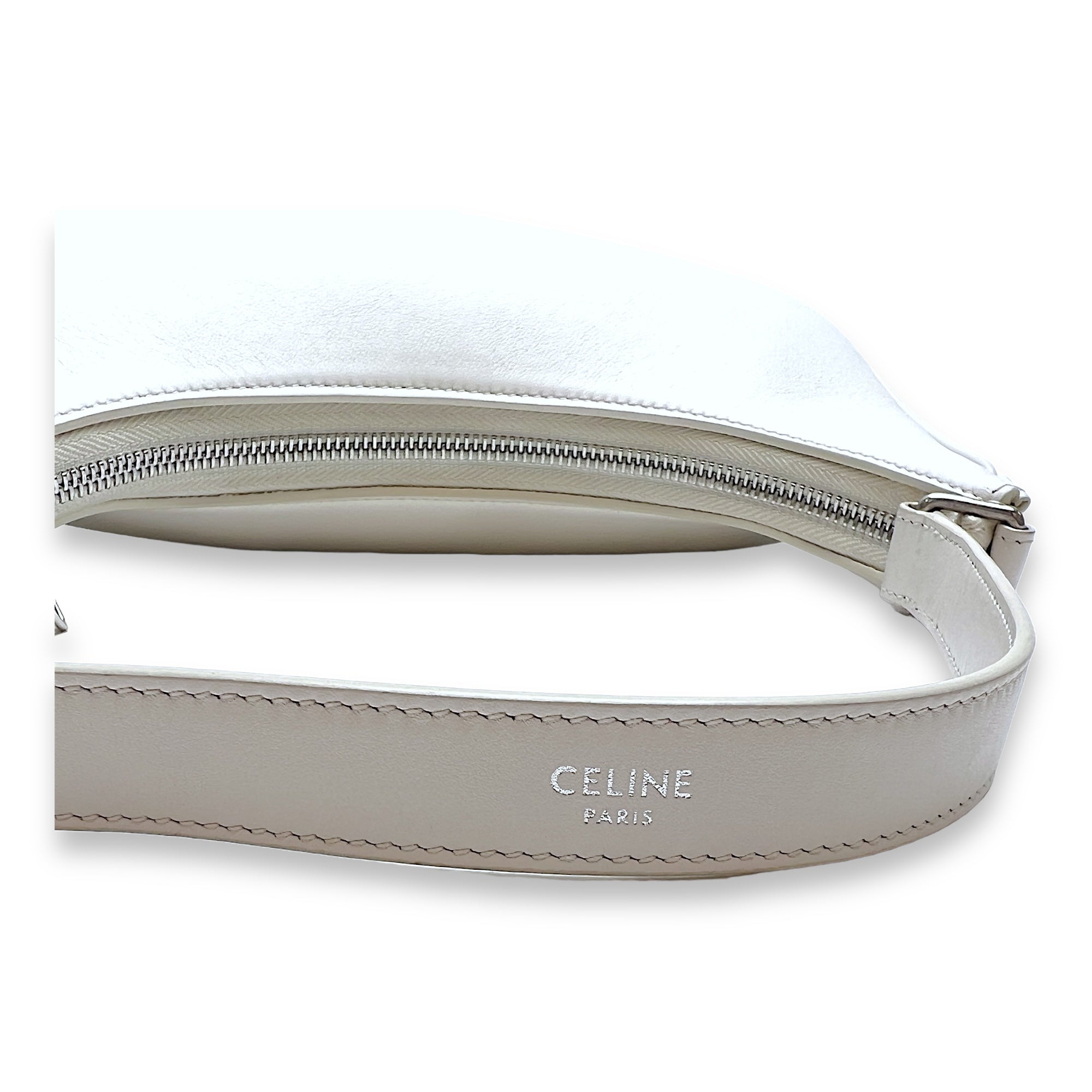 Ava Shoulder Bag  White in Calfskin , Silver Hardware