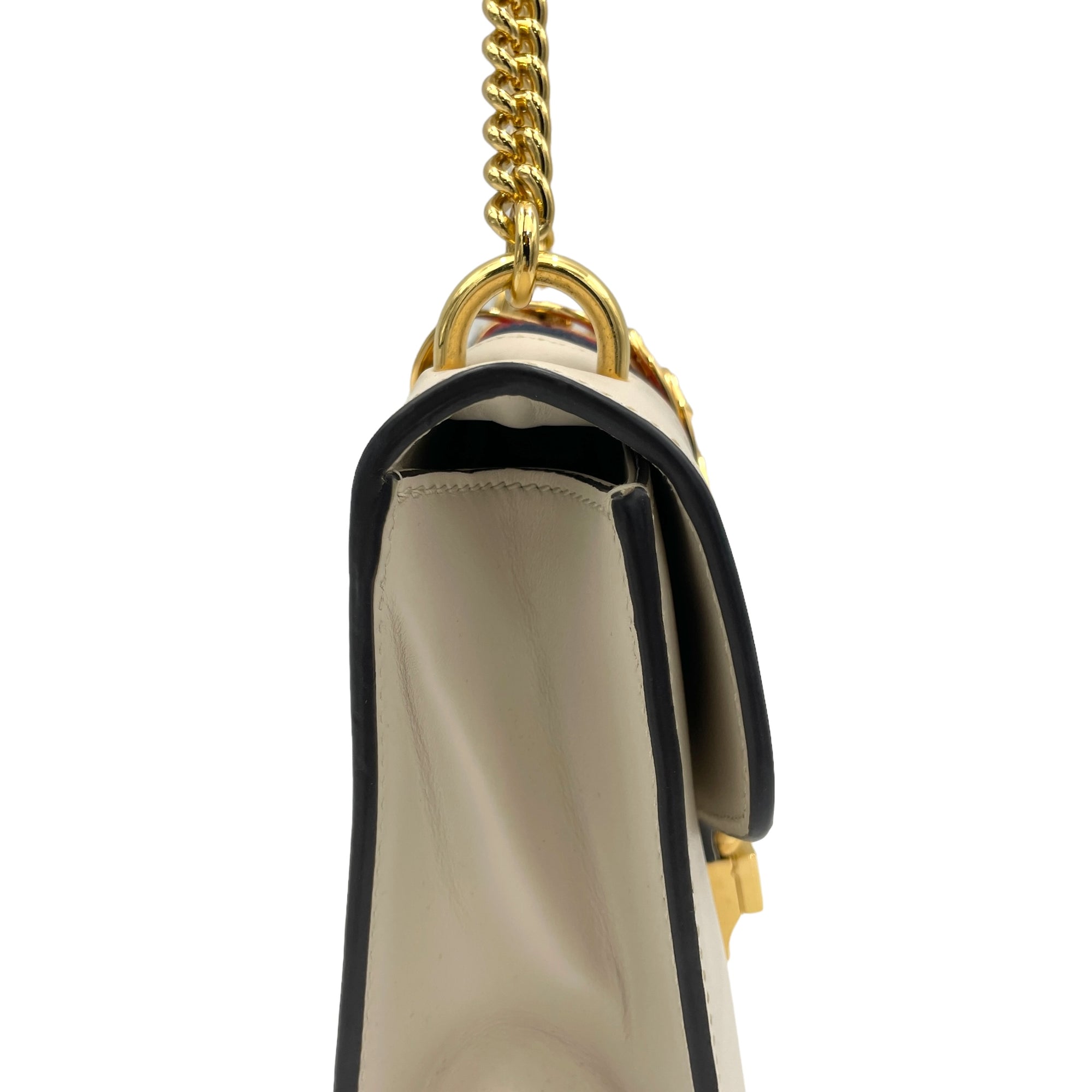 Sylvie Crossbody Bag White in Calfskin, Gold hardware