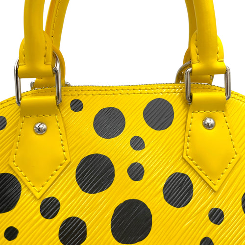 Alma X Yayoi Kusama BB Yellow Top Handle Bag in Epi Leather, Silver hardware