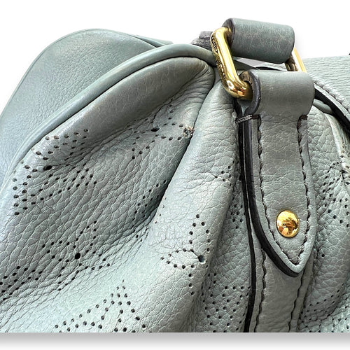 Lunar PM Blue Shoulder Bag in Mahina Leather, Gold hardware