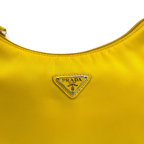 Re-Edition 2000 Yellow Shoulder Bag in Re-Nylon, Silver hardware