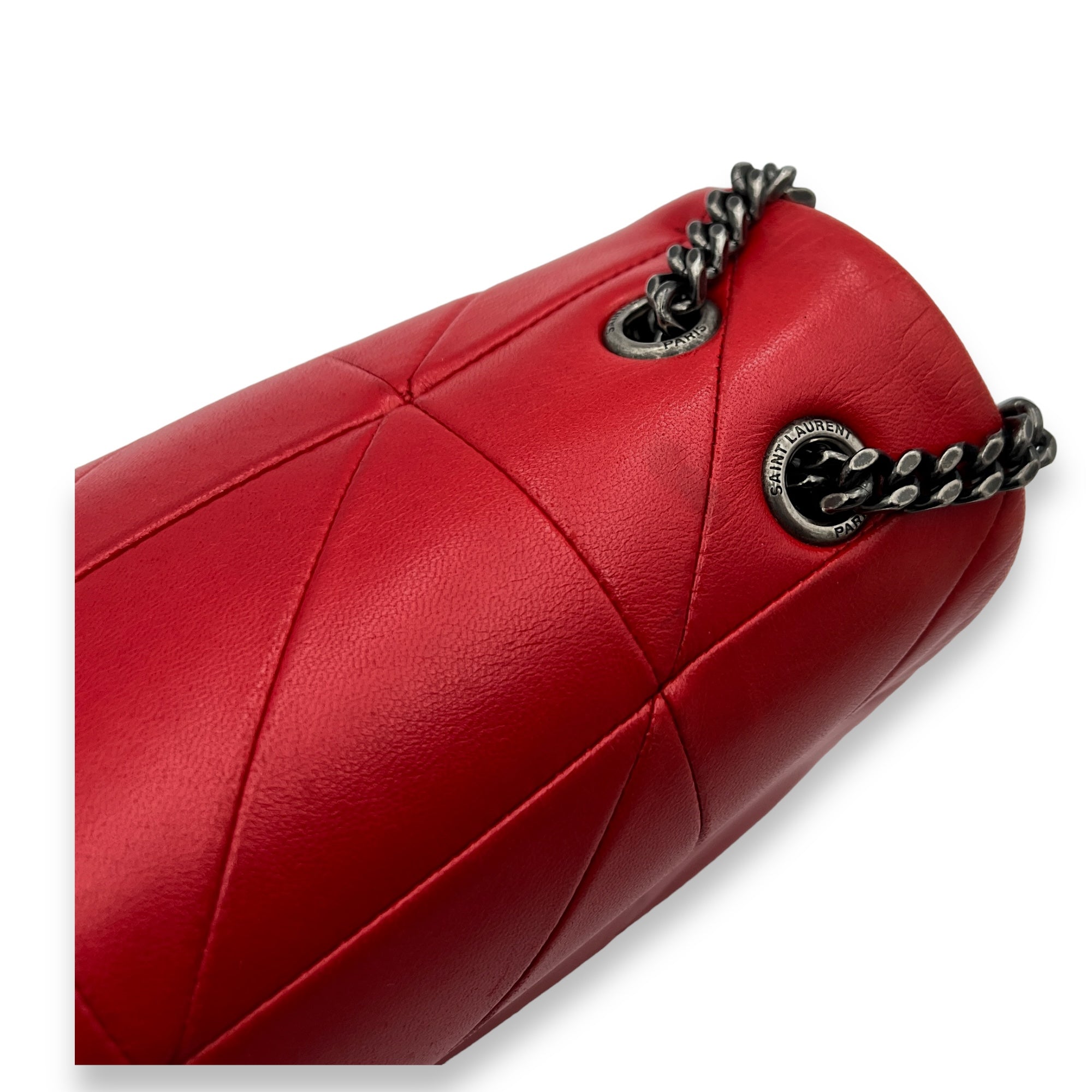 Jamie Medium Red Shoulder Bag in Lambskin, Silver hardware