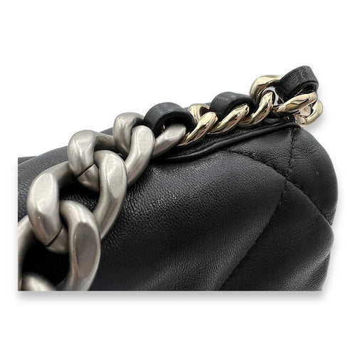 C19 Small Black Shoulder Bag in Lambskin, Silver hardware