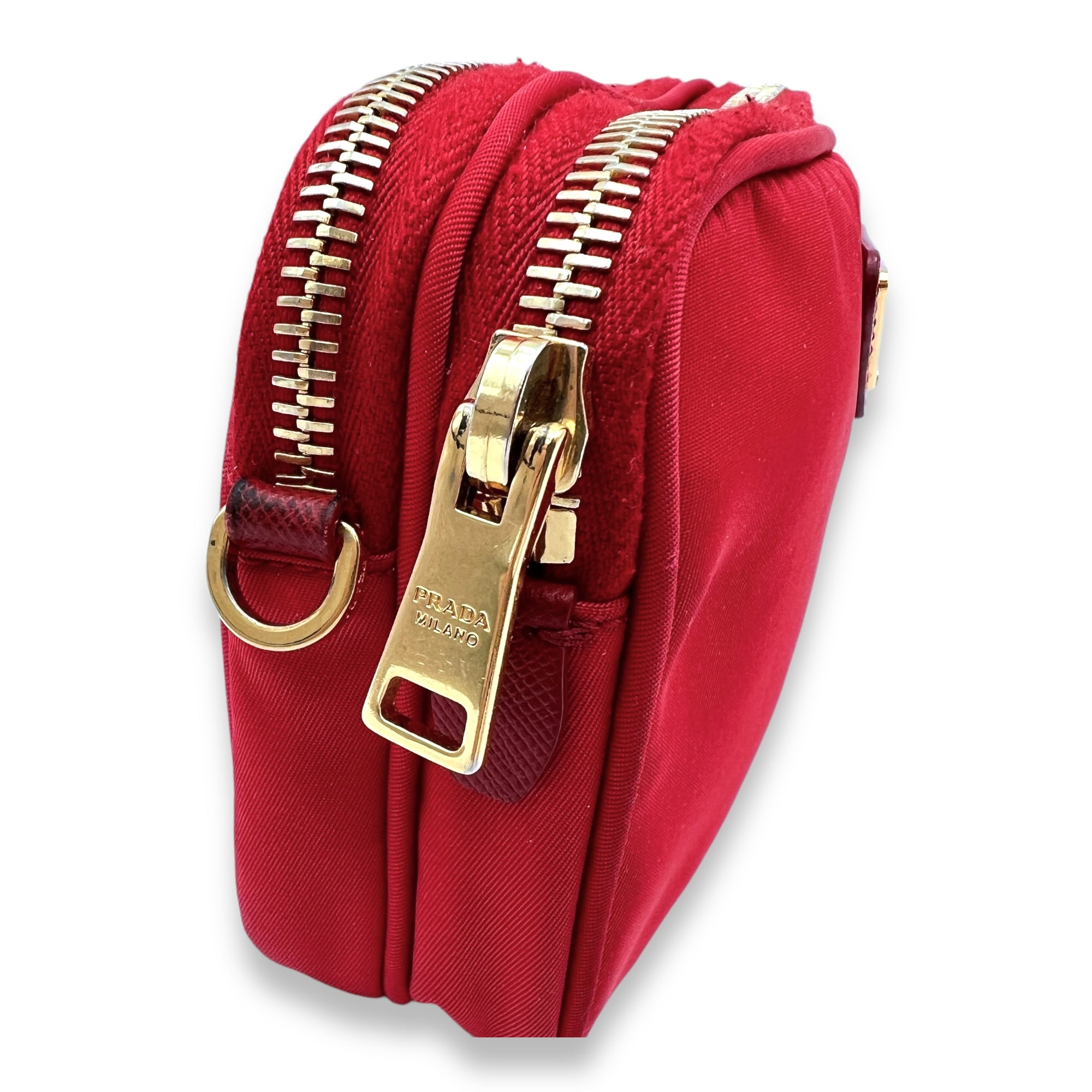 Tessuto Red Crossbody Bag in Nylon, Gold hardware