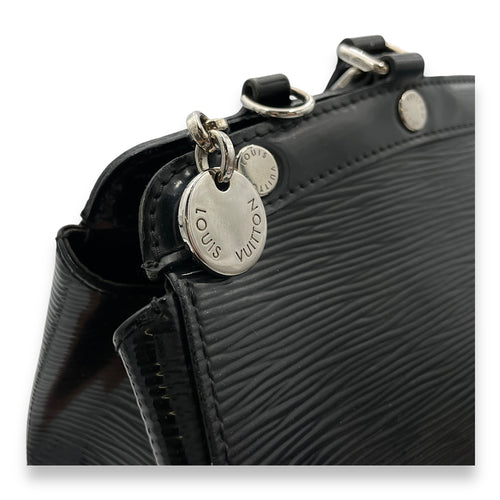 Brea MM Black Top Handle Bag in Epi Leather, Silver hardware