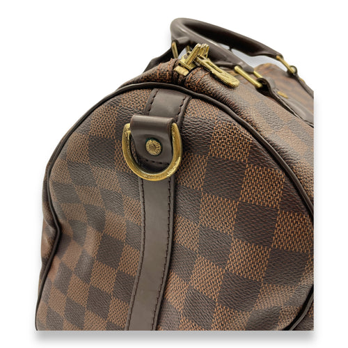 Speedy Bandouliere 30 Damier Ebene Top Handle Bag in Coated Canvas, Gold hardware