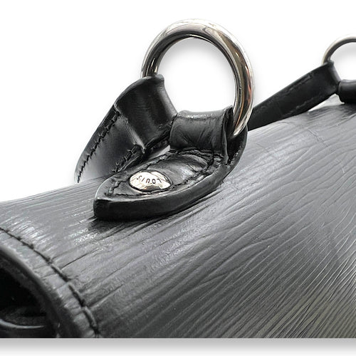 Cluny 25 Black Top Handle Bag in Epi Leather, Silver hardware