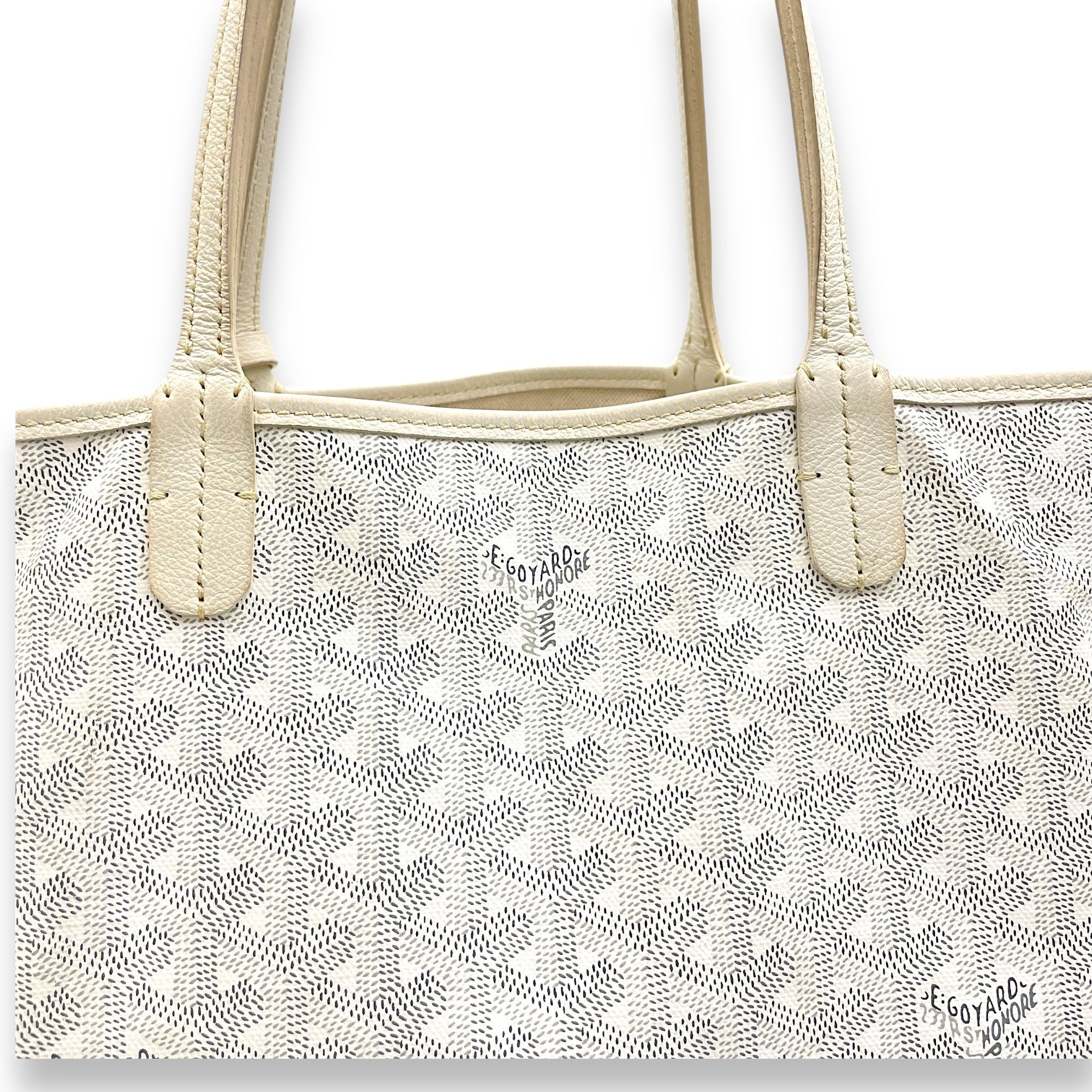 Saint Louis Tote Bag PM White in Coated Canvas, Silver hardware