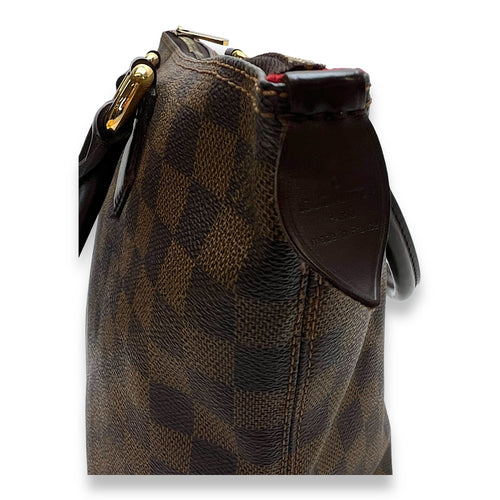 Saleya PM Damier Ebene Top Handle Bag in Coated Canvas, Gold hardware