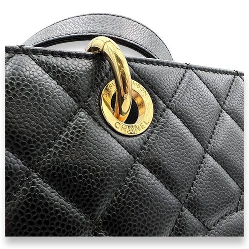 GST XL Black Shoulder Bag in Caviar Leather, Gold hardware