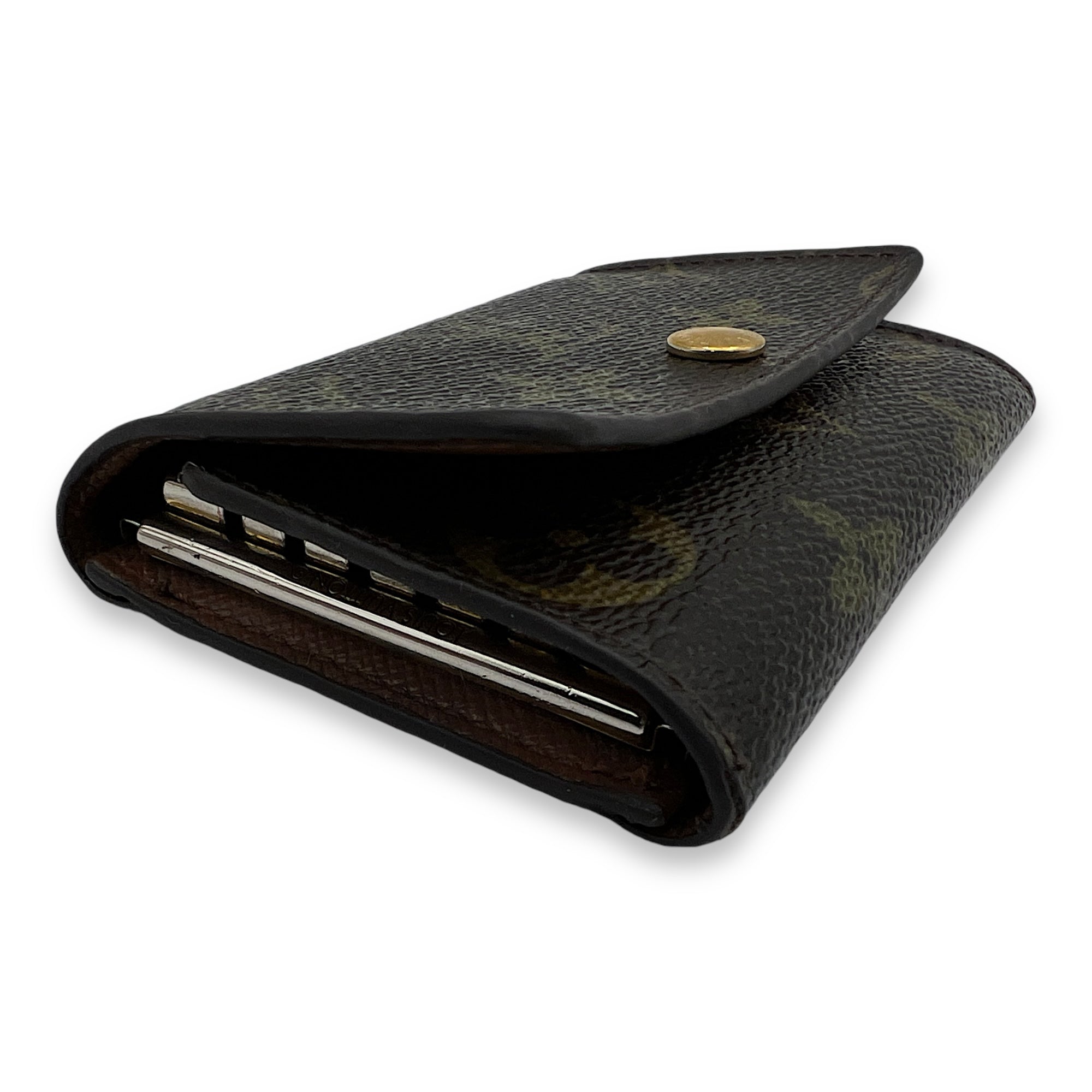 Flap Brown Key Holder in Monogram Coated Canvas, Gold hardware