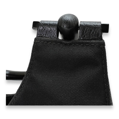 Bamboo Small Black Top Handle Bag in Canvas, Lacquered Metal hardware