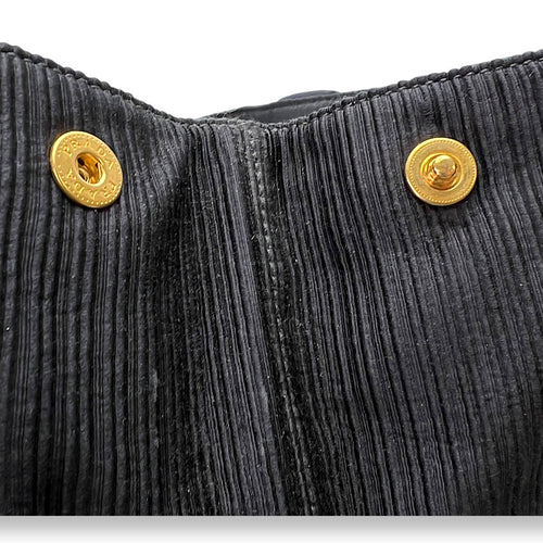 Canapa Black Top Handle Bag in Fabric, Gold hardware