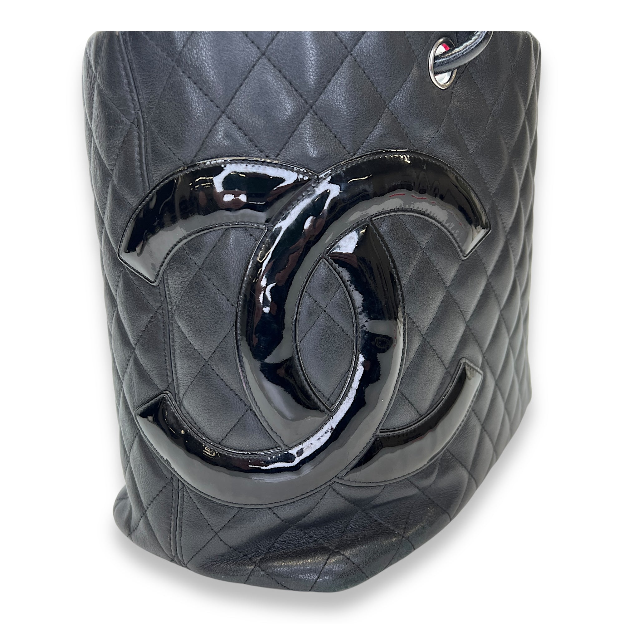 Cambon Tote Bag  Black in Lambskin , Silver Hardware