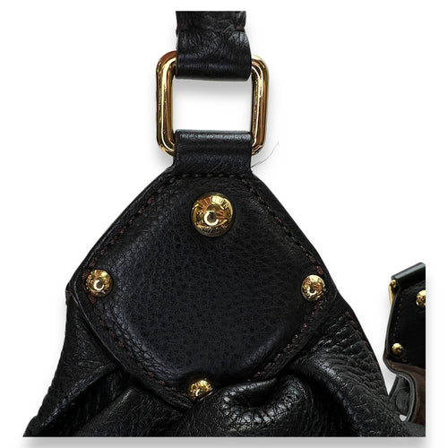 Mahina Top Handle Bag Black in Calfskin, Gold hardware