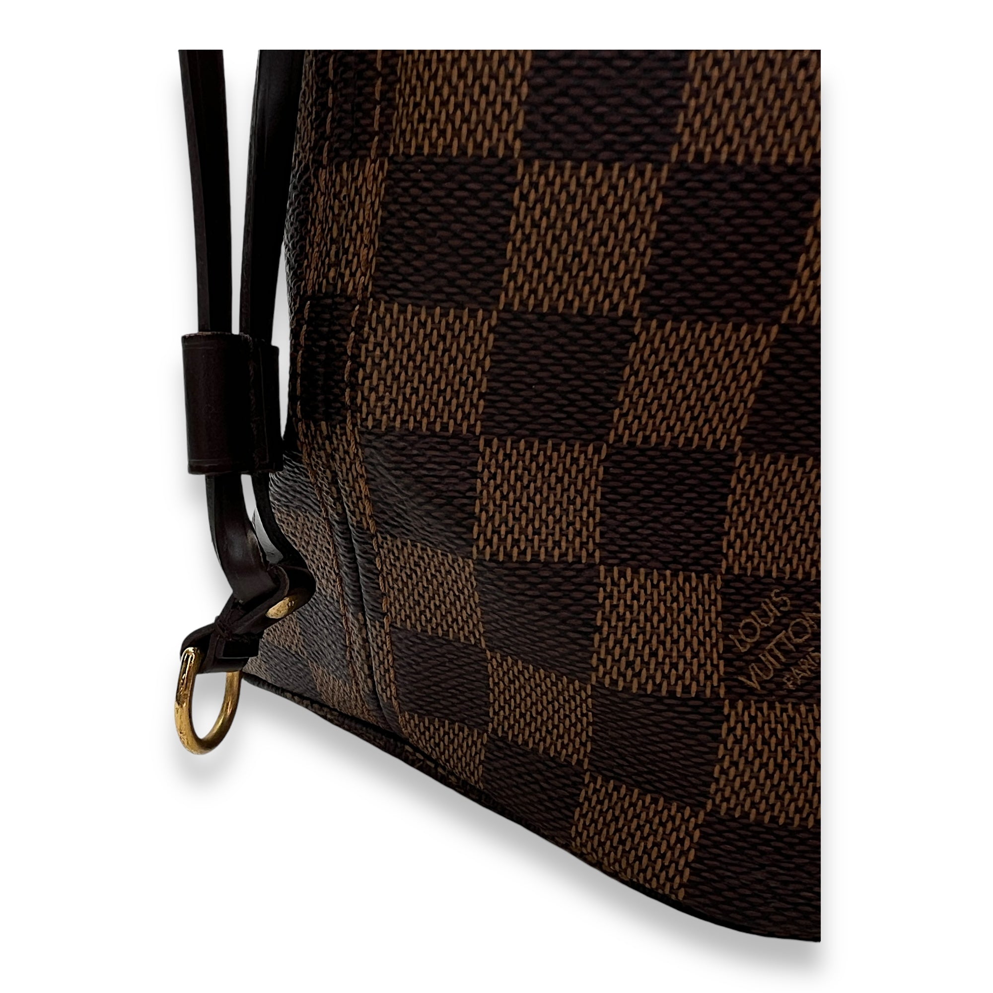 Neverfull MM Brown Tote Bag in Coated Canvas, Gold hardware