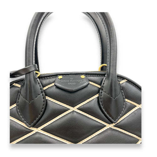 Alma BB Black Top Handle Bag in Calfskin, Gold hardware